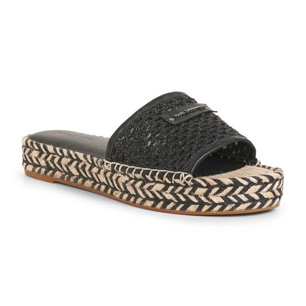 Karl Lagerfeld Black “Clara” Espadrille Sandals 7 NIB